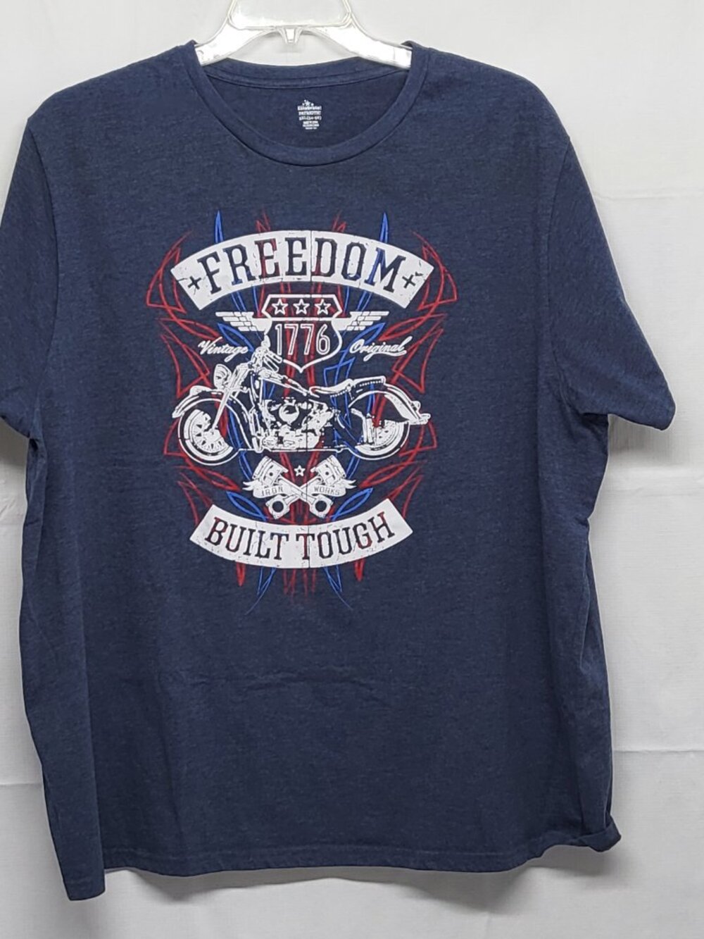 Way To Celebrate Patriotic Mens T Shirt 3XL Motorcycle Freedom Built Tough Print
